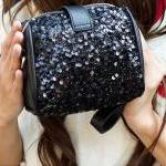 Retro Black Sequins Packet Clutch Bag Camera Bag Diagonal Bag
