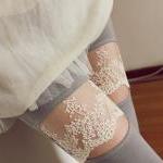 Comfortable Leggings with Lace Pattern Grey 