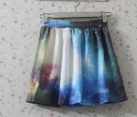 Fantasy Galaxy Print Elastic Skirt