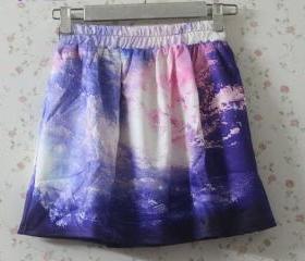 Sky Universe Print Elastic Skirt