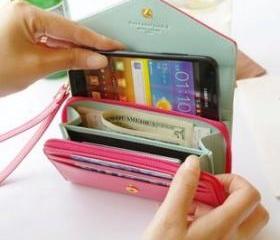 Pink Phone Bag Purse Change Purse Wallet With Card Pocket